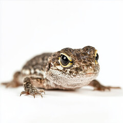 Obraz premium Small lizard, close-up, brown scales, large eyes.