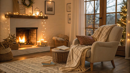a cozy and inviting home backdrop, with warm lighting, comfortable furniture and tasteful decor, creating a welcoming atmosphere for relaxation and rest