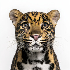 Obraz premium Close-up portrait of a young clouded leopard, facing the camera.