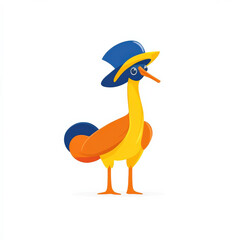 Colorful bird in a hat Jaunty avian illustration.