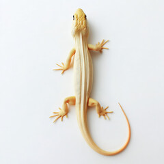Albino lizard, dorsal view, long tail, pale yellow.
