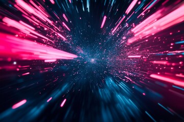 Abstract Light Speed Motion with Pink and Blue Streaks