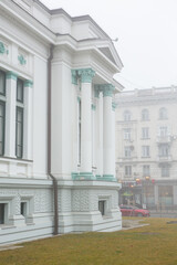 Photo of the capital of the Republic of Moldova, Chisinau during the winter fog.