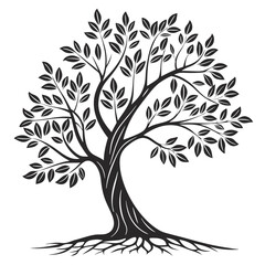 Obraz premium tree logo, black outline, vector graphic, transparent background