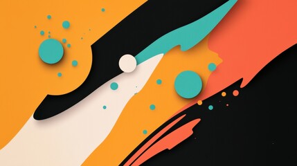 Abstract digital art piece with a modern and minimalistic design. it has a combination of orange, black, and white colors.