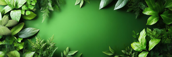 Fototapeta premium Creative graphic layout for promotional flyer featuring lush green foliage