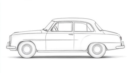 Classic car outline illustration showcasing a side view with a minimalistic design