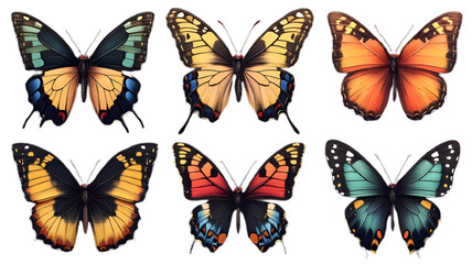 Dynamic Collection of Colorful Butterflies, Png