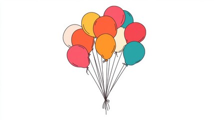 Naklejka premium Colorful balloons floating together, creating a festive atmosphere against a plain background