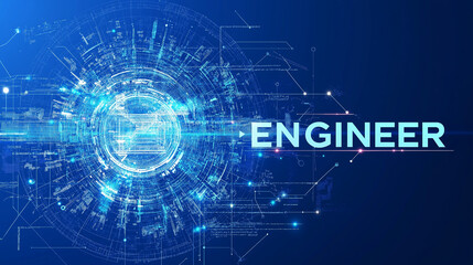Obraz premium Engineer: Abstract Digital World: A dynamic and futuristic image depicting the word 