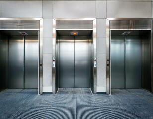 Three lift doors in office building
