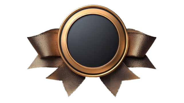 Modern Award Badge with Bold Bronze Center, Png