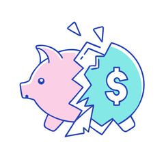 Obraz premium broken piggy bank icon, broken piggy bank vector illustration-simple illustration of broken piggy bank, perfect for broken piggy bank logos and icons