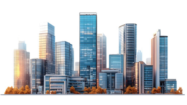 Realistic 3D High-Rise Office Buildings, Png