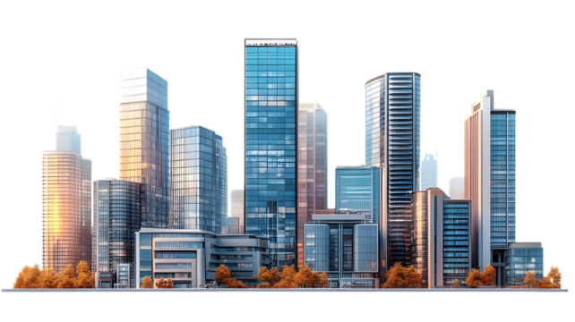 Realistic 3D High-Rise Office Buildings, Png