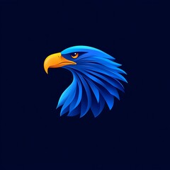 Fototapeta premium Stylized eagle artwork with luminous wings against shadow black background