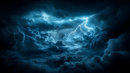 Fototapeta premium Epischer Sturm – Dramatische Wolkenformation mit leuchtenden Blitzen 