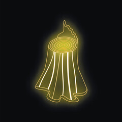 Neon yellow tree stump glowing on a black background, showcasing a simple yet captivating illustration
