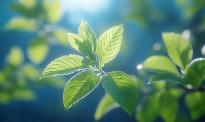 Spring leaves sunlight forest background nature