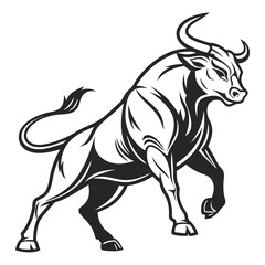 Obraz premium bull logo, black outline, vector graphic, transparent background