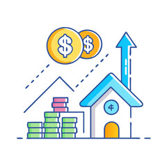 mortgage rates rising icon, mortgage rates rising vector illustration-simple illustration of mortgage rates rising, perfect for mortgage rates rising logos and icons