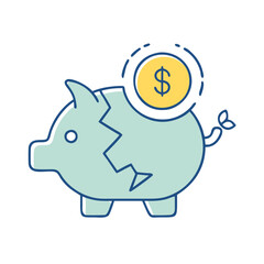 piggy bank with cracks icon, piggy bank with cracks vector illustration-simple illustration of piggy bank with cracks, perfect for piggy bank with cracks logos and icons
