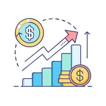 financial growth chart with dollar coins clip art preview