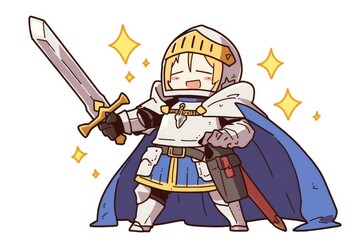 Happy Little Knight Holds Sword Proudly