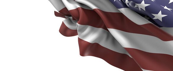 Waving American Flag Isolated on White