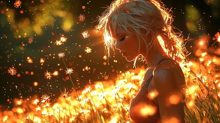 Peaceful Journey Through Golden Fields at Sunset in Stunning Hyper-Realistic Cinematic Wide Landscape Shot