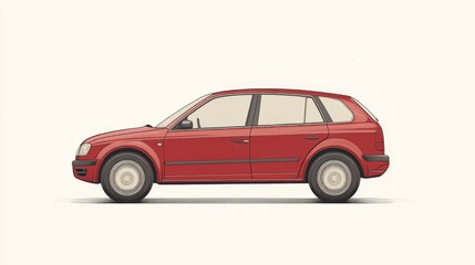 Side view of a red SUV parked on a neutral background, highlighting its design and features