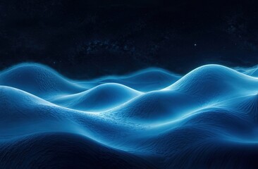 Naklejka premium Mystical Blue Waves Flowing Gently Beneath a Starry Night Sky, Radiant and Enchanting