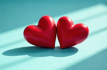 Two Vibrant Red Hearts That Beautifully Symbolize Love and Affection Between People
