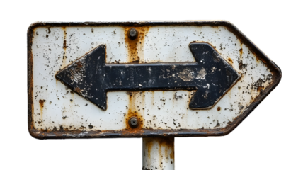 White Road Sign with Black Arrow Pointing Left, Png