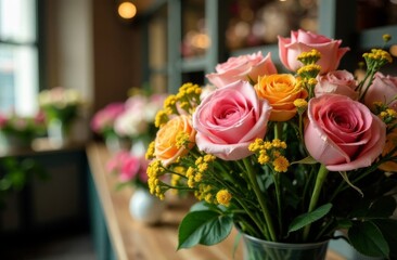 Obraz premium bouquet of flowers in a flower shop , flower business