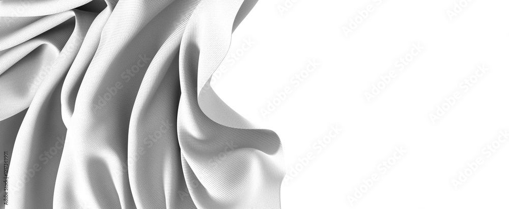 Fototapete a close-up shot of a white fabric with soft folds and wrinkles, creating a smooth and elegant textur