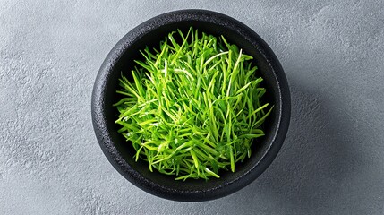 A closeup of Toshikoshi Soba topped with crispy seaweed strips and scallions, photographed with a minimalist aesthetic