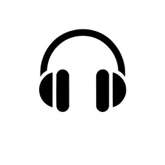 Headphones Icon: A simple, bold black icon of classic over-ear headphones, perfect for representing audio, music, podcasting, or listening. 