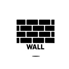 Brick Wall Icon: Simple and bold black icon of a brick wall, perfect for construction, architecture, or security concepts.  The word "WALL" is clearly displayed beneath the graphic. 