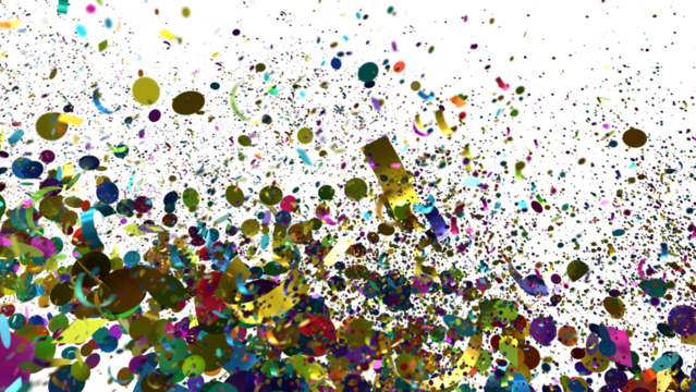 Vibrant confetti burst, perfect for celebration backgrounds, party invitations, and festive designs.