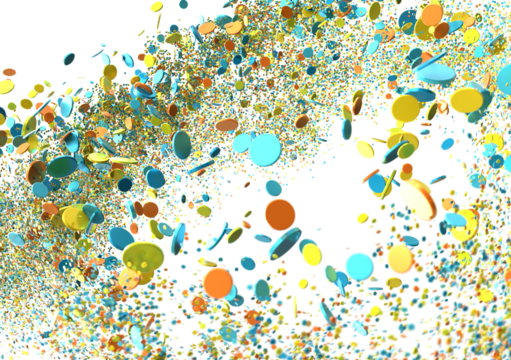 A vibrant and festive illustration of colorful confetti and ribbons swirling in a celebratory motion. - Powered by Adobe