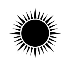 Sun Icon: A minimalist vector illustration depicting a simple, stylized sun with bold, black lines, isolated against a transparent background.