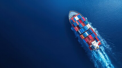 Large container ship sailing in the ocean for sea freight logistics and transportation automation
