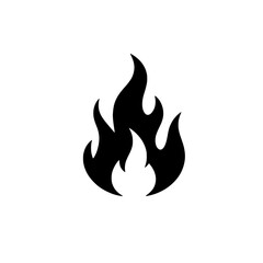 Fiery Icon: A bold, black silhouette of a flame, symbolizing passion, energy, and intensity. Perfect for designs needing a powerful visual element. 