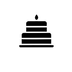 Birthday Cake Icon: A simple yet celebratory icon of a two-tier cake with a single candle, perfect for representing special occasions, festivities, and celebrations. 