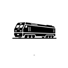 Diesel Locomotive Icon: A sleek and powerful diesel locomotive, depicted in a minimalist black and white icon style, ready to embark on its journey across the rails. 