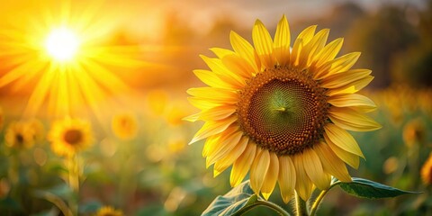 Obraz premium Glowing golden sunflower petals unfolding in the morning light, nature, golden texture