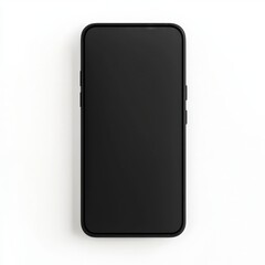 Black smartphone case and sleek smartphone flat lay isolated on white background for product display