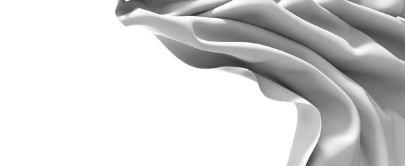 A close-up abstract photo of white fabric draped and flowing. The image shows the soft, smooth...
