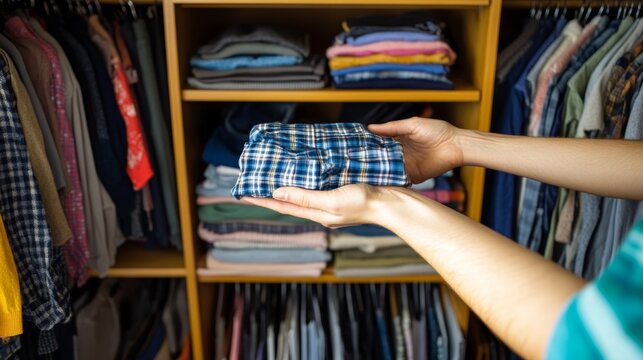 Person organizing their closet for the new season, ideal for spring cleaning and organization articles